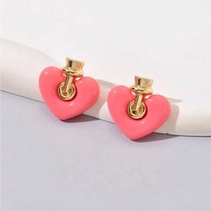 Rosy Heart Pink Palace Regal Royal Princess Victorian Feminine Romance Gold Stud